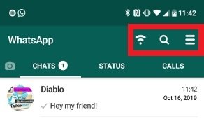 Menu superiore di GBWhatsApp