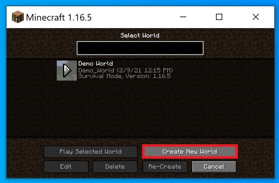 Use the demo world or create one yourself