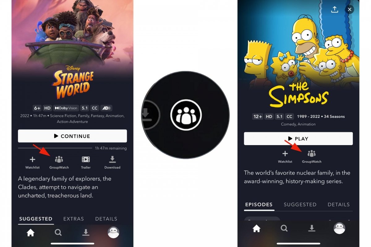 GroupWatch de l'app Disney Plus