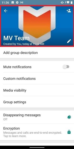 View the group’s icon in WhatsApp