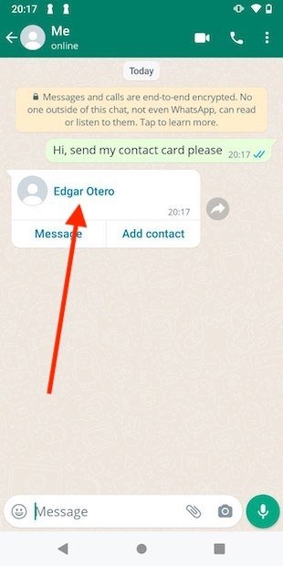 View the name assigned to you by your contact