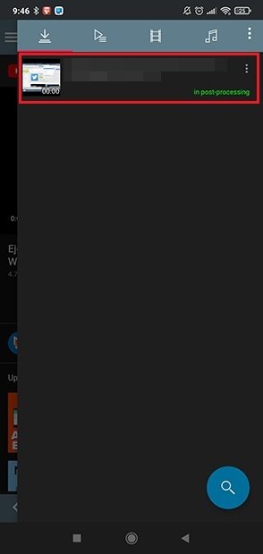 Visionado del estado de la descarga del vídeo seleccionado