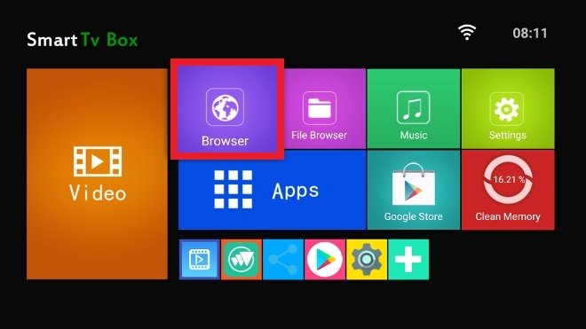 Browser integrato in un Android TV Box