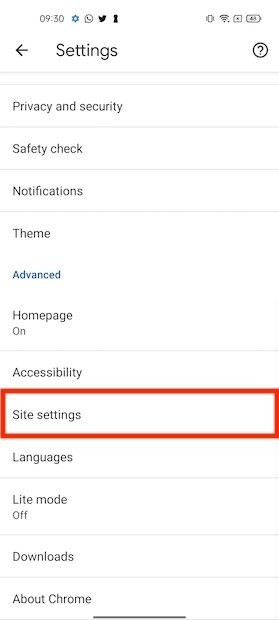 Website settings