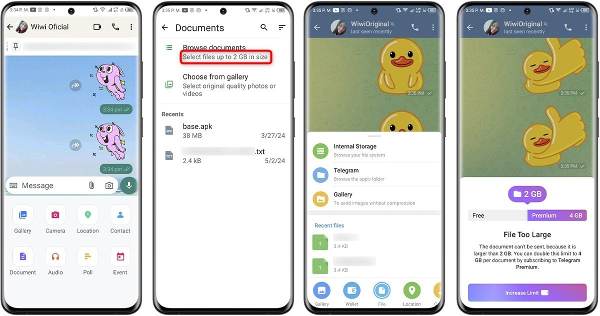 WhastsApp vs Telegram - Transfert de fichiers