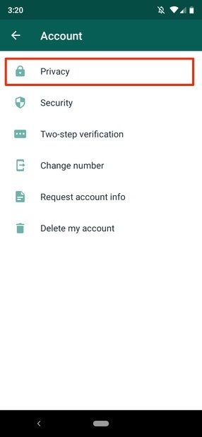 WhatsApp account settings