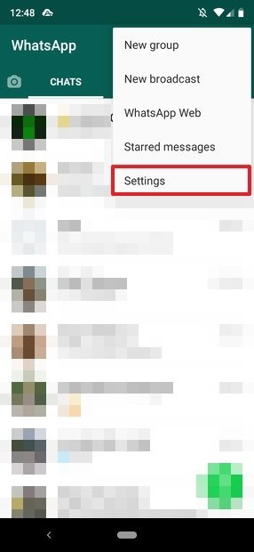 WhatsApp Dropdown-Menü