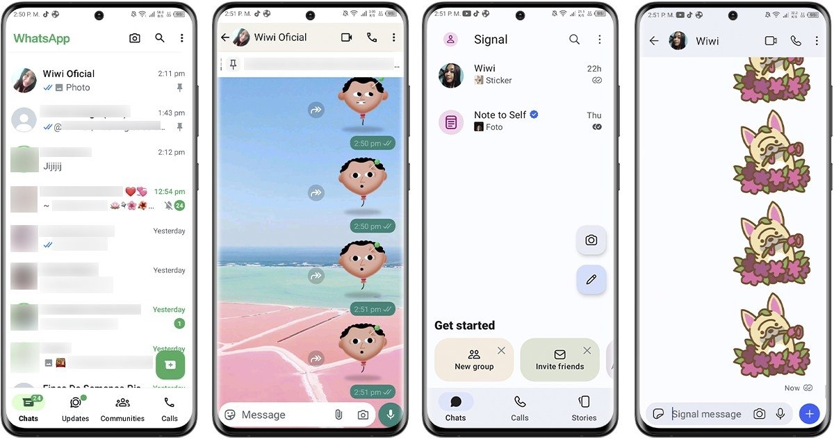 WhatsApp ou Signal - Aspect et interface