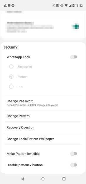 Impostazioni di sicurezza di WhatsApp Plus