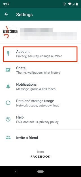 Configurações do WhatsApp