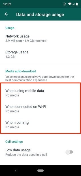 WhatsApp storage disabled