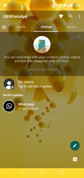 WhatsApp Transparent’s Status section