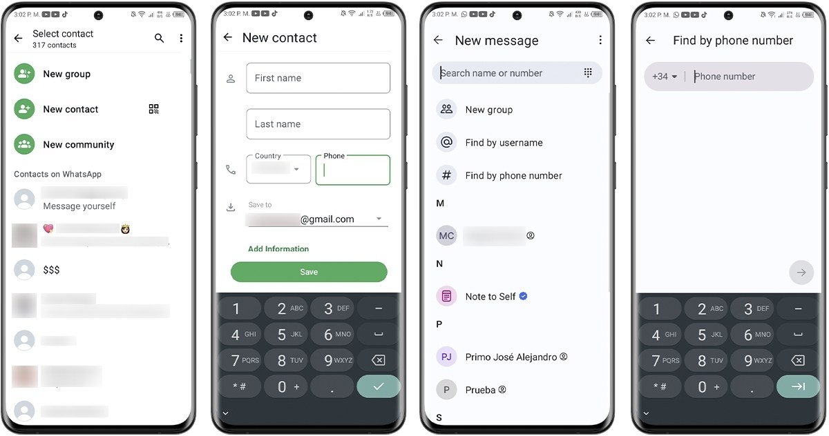 WhatsApp vs Signal - Comptes et contacts