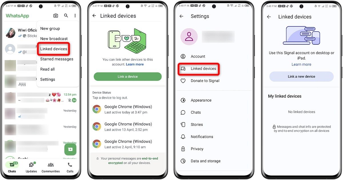 WhatsApp vs Signal - Fonctionnement multiplateforme