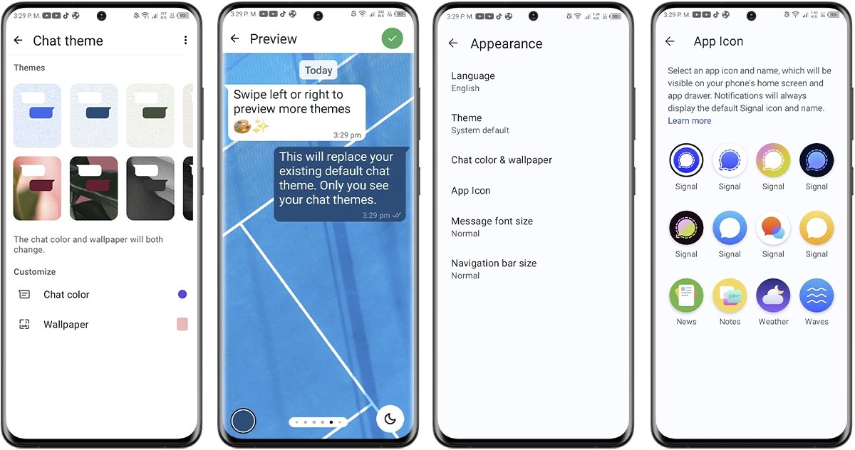 WhatsApp vs Signal - Options de personnalisation