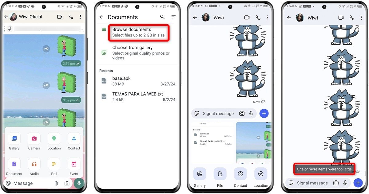 WhatsApp vs Signal - Transfert de fichiers (photos, vidéos et documents)