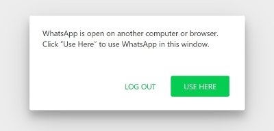 WhatsApp Web already used in another browser