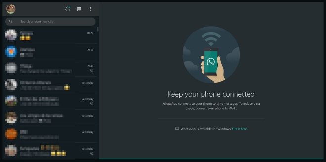 WhatsApp Web in modalità notte