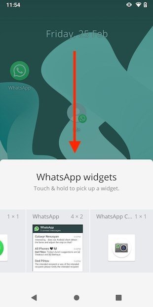 Widgets disponibles de WhatsApp 