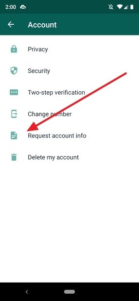 WhatsApp’s account settings