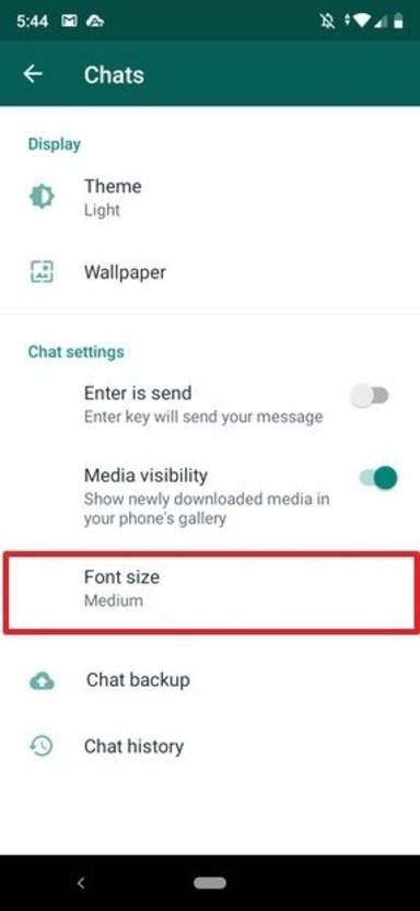 WhatsApp’s chats settings