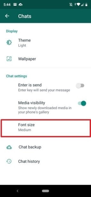 Configurações dos chats do WhatsApp