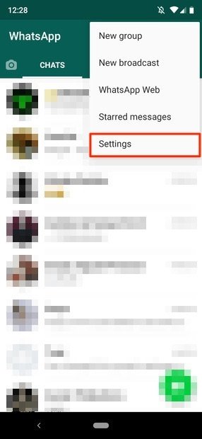 WhatsApp’s dropdown menu