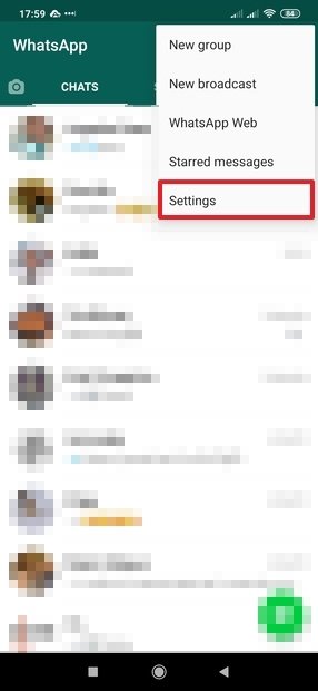 WhatsApp’s menu