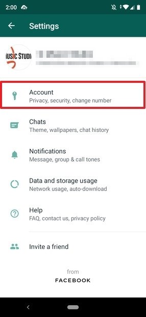 WhatsApp’s settings