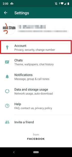 Configurações do WhatsApp