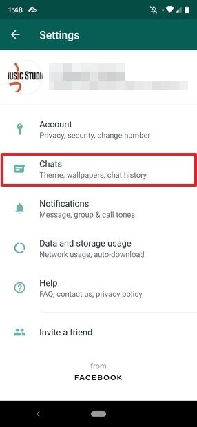 WhatsApp’s settings