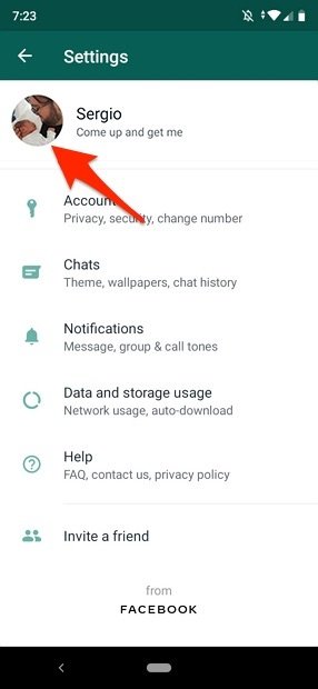 WhatsApp’s settings