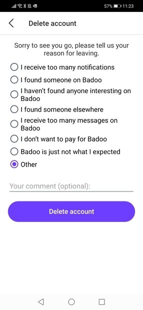 Badoo text window