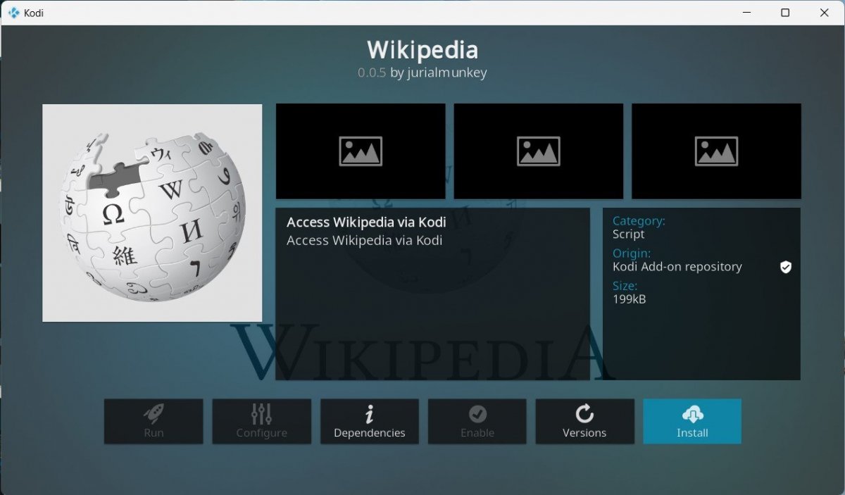 Wikipedia for Kodi for PC