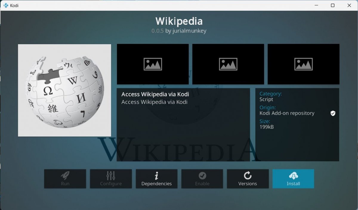 Wikipedia для Kodi на ПК