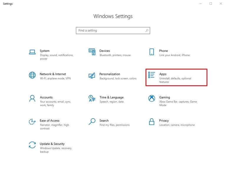 Windows settings