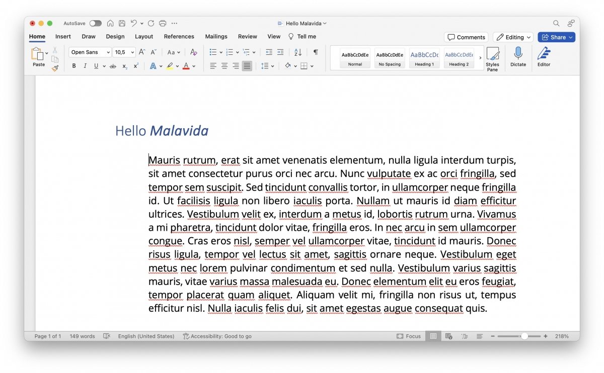 Word for macOS hotkeys also allow us to align texts and use indentations