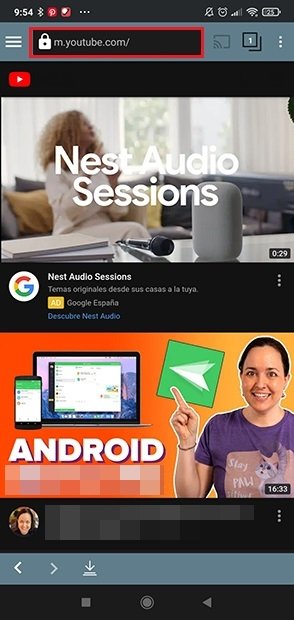 Barra de búsqueda de YouTube desde TubeMate