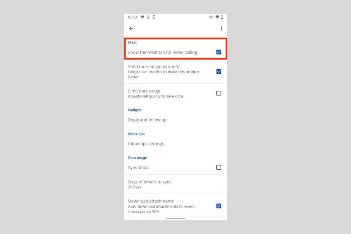 Cómo eliminar la pestaña reunión de Gmail para Android