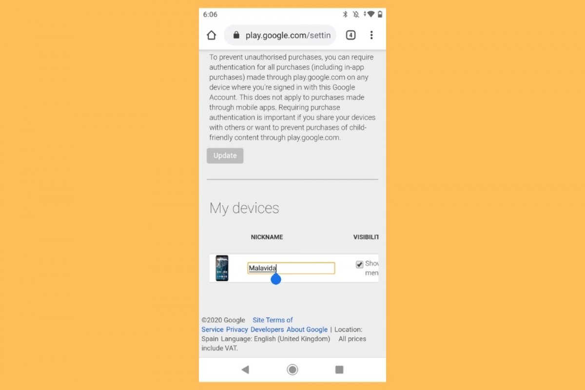 Google Playでandroidデバイスの名前を更新する方法