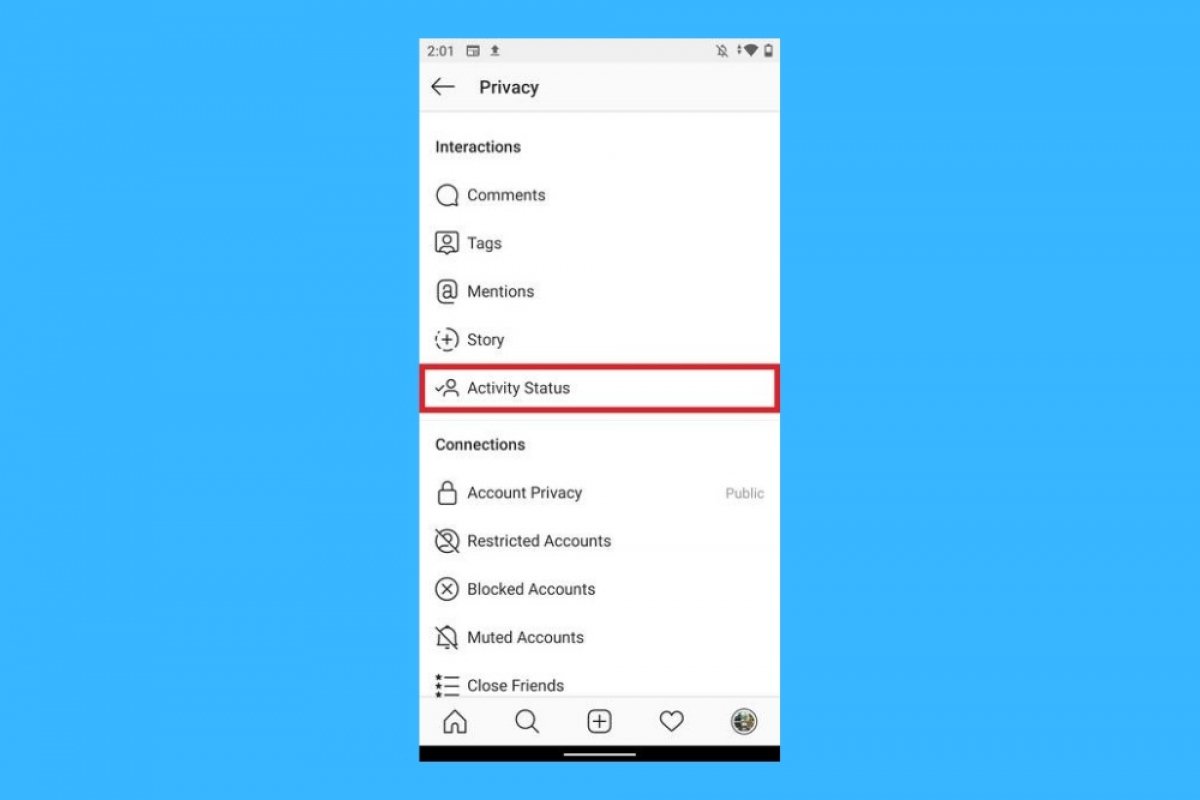 How to turn off the activity status in Instagram