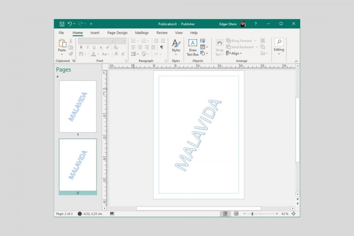 Where is the watermark in Microsoft Publisher