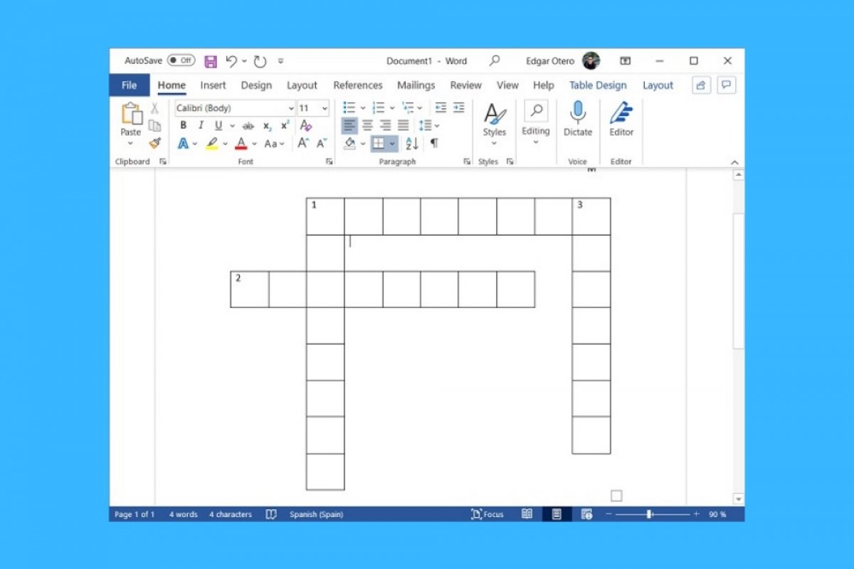 How to make a crossword puzzle in Word