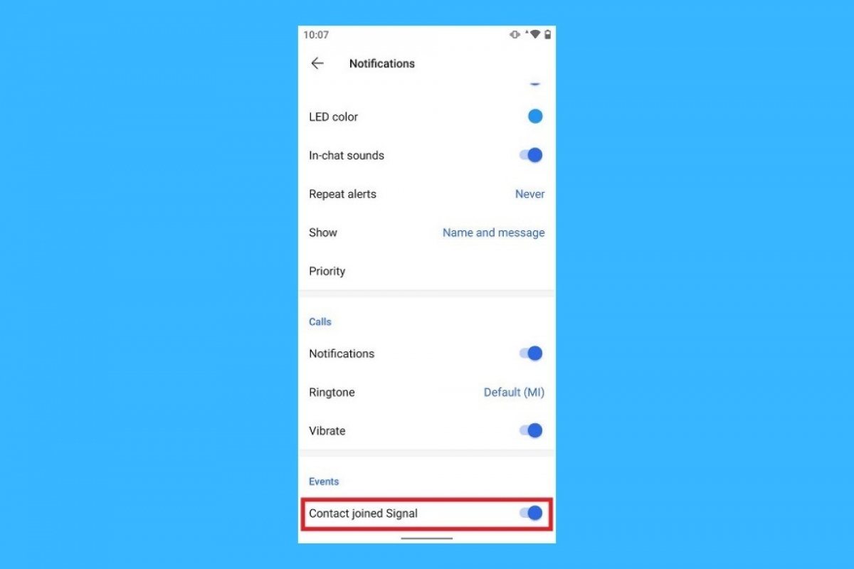 How to disable new contact notifications in Signal app