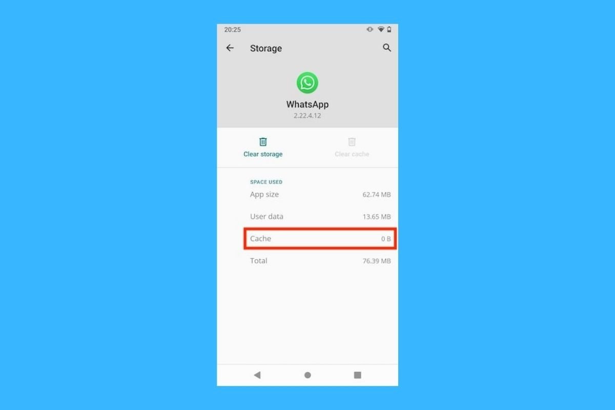 How to clear the cache in WhatsApp