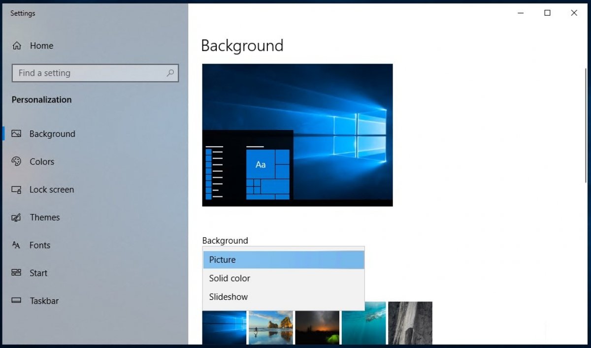 Come cambiare lo sfondo in Windows 10