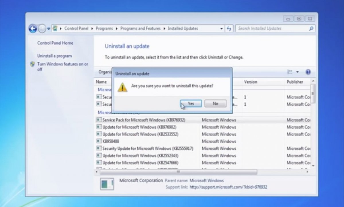 Cómo desinstalar Windows 7 Service Pack 1