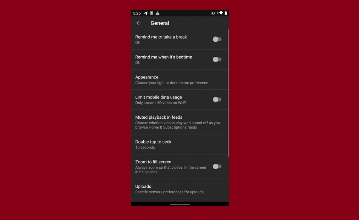 How to turn on the dark mode in YouTube for Android